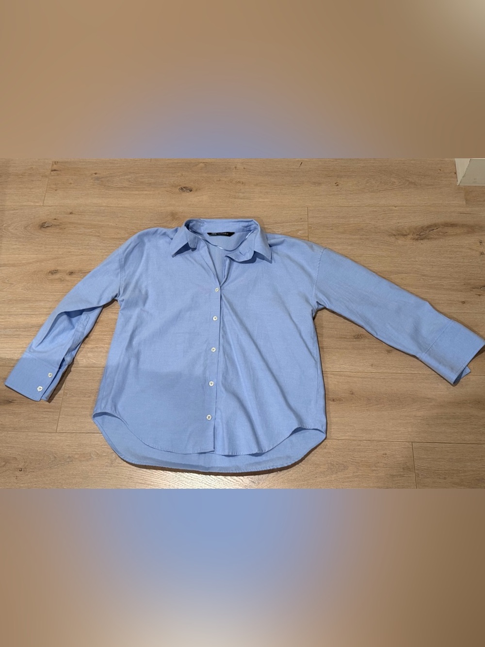 Zara Sky Blue Button-Front Dress Shirt